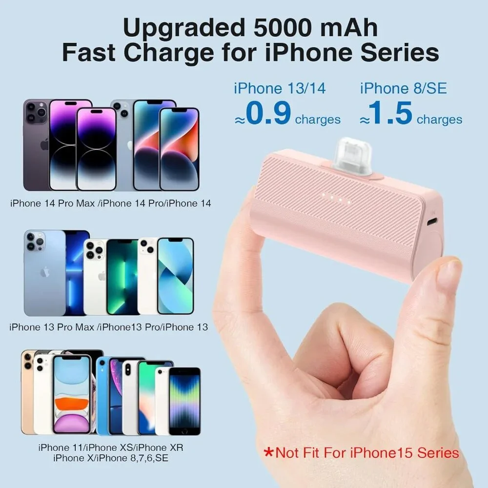 Portable Charger for iPhone,5000mAh Ultra-Compact Small Portable Charger Compati